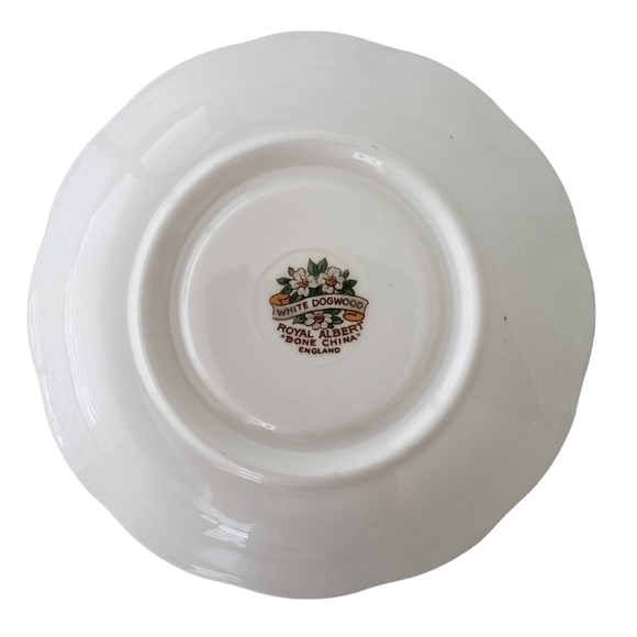 Vintage Royal Albert White Dogwood Bone China Floral Teacup & Saucer Set - Picture 10 of 11